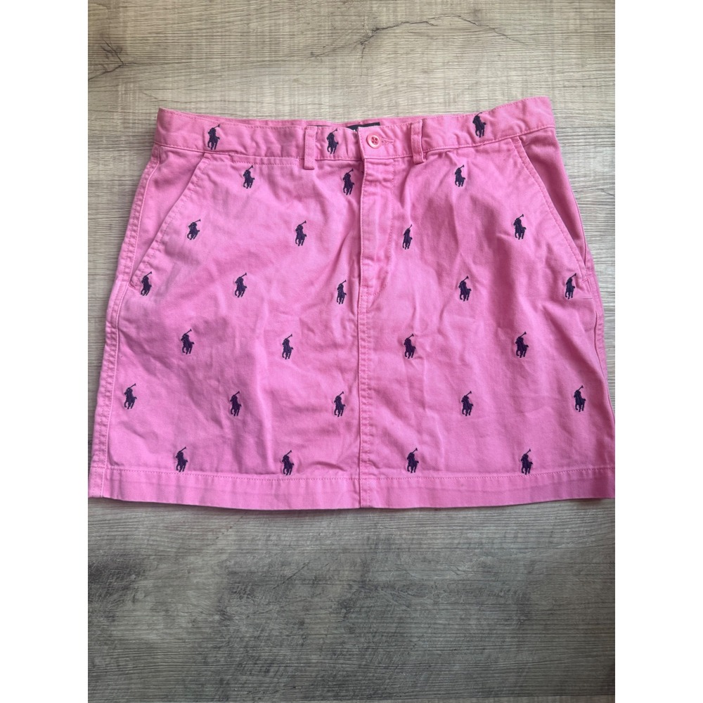 Ralph Lauren Sport Pink Pony Logo Chino Mini Skirt Women's Size 6